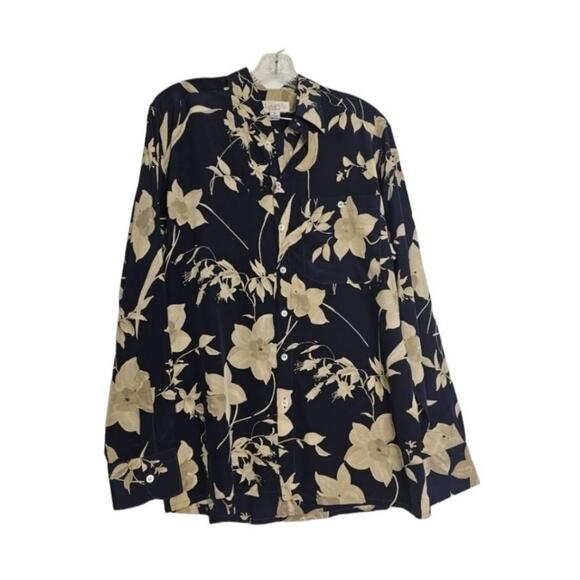 Christian Dior Monsier Floral Hawaiian Shirt Button-Down Blue Silk M - Picture 1 of 12
